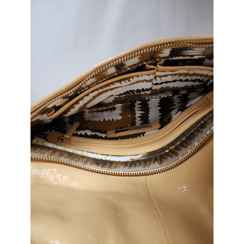 Elliott Lucca Women's Yellow Woven Patent Leather Wristlet Strap Purse Clutch - Picture 9 of 12